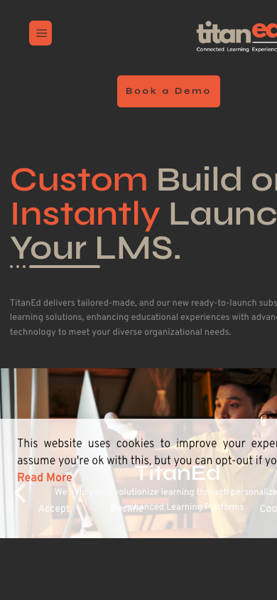 Mobile screenshot of the TitanEd website we audited