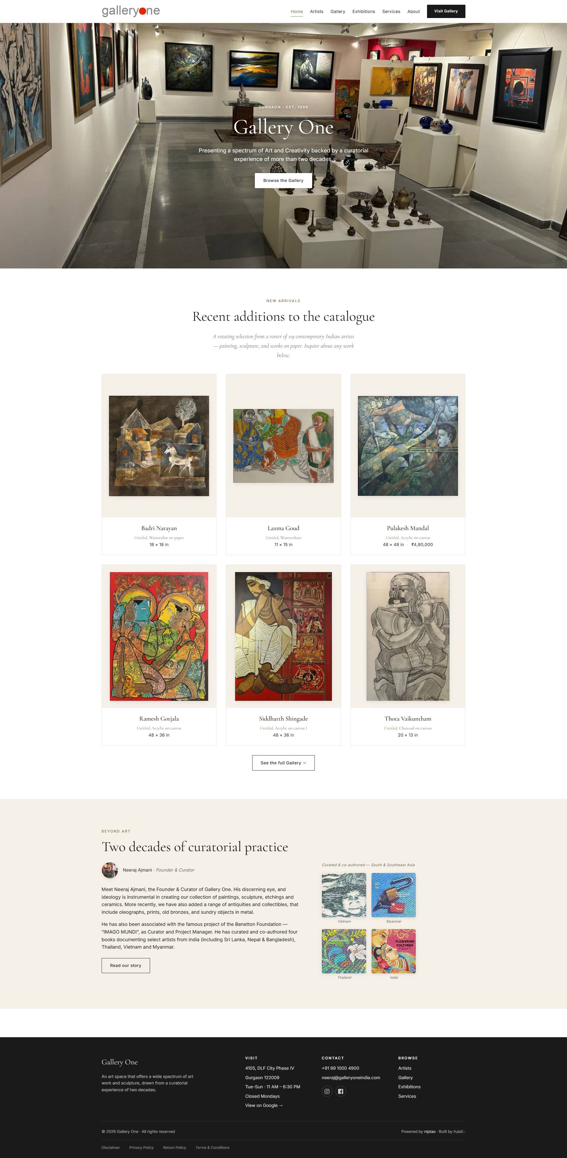 Full-page screenshot of galleryoneindia.com