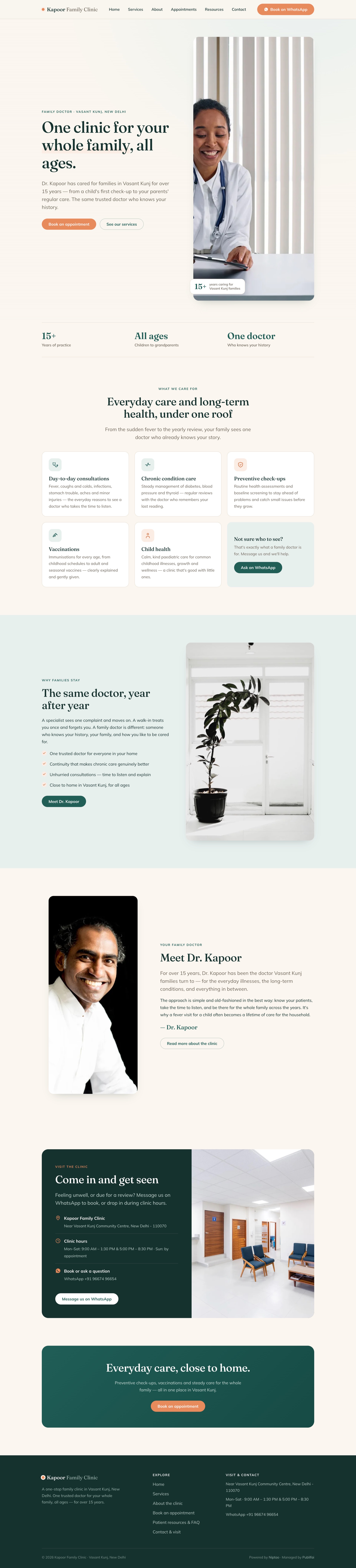 Full-page screenshot of kapoor-family-clinic.niptao.com